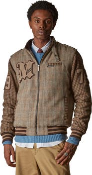 Members Only Men's Tweed Wool Blend Varsity Jacket