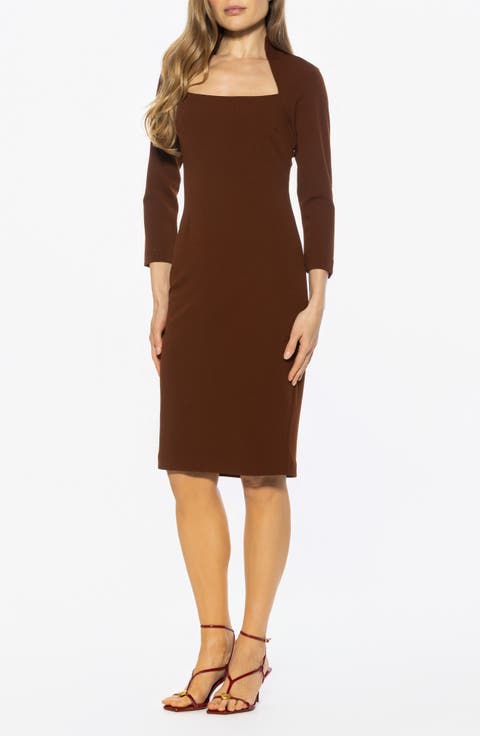 Marais Neck Midi Sheath Dress