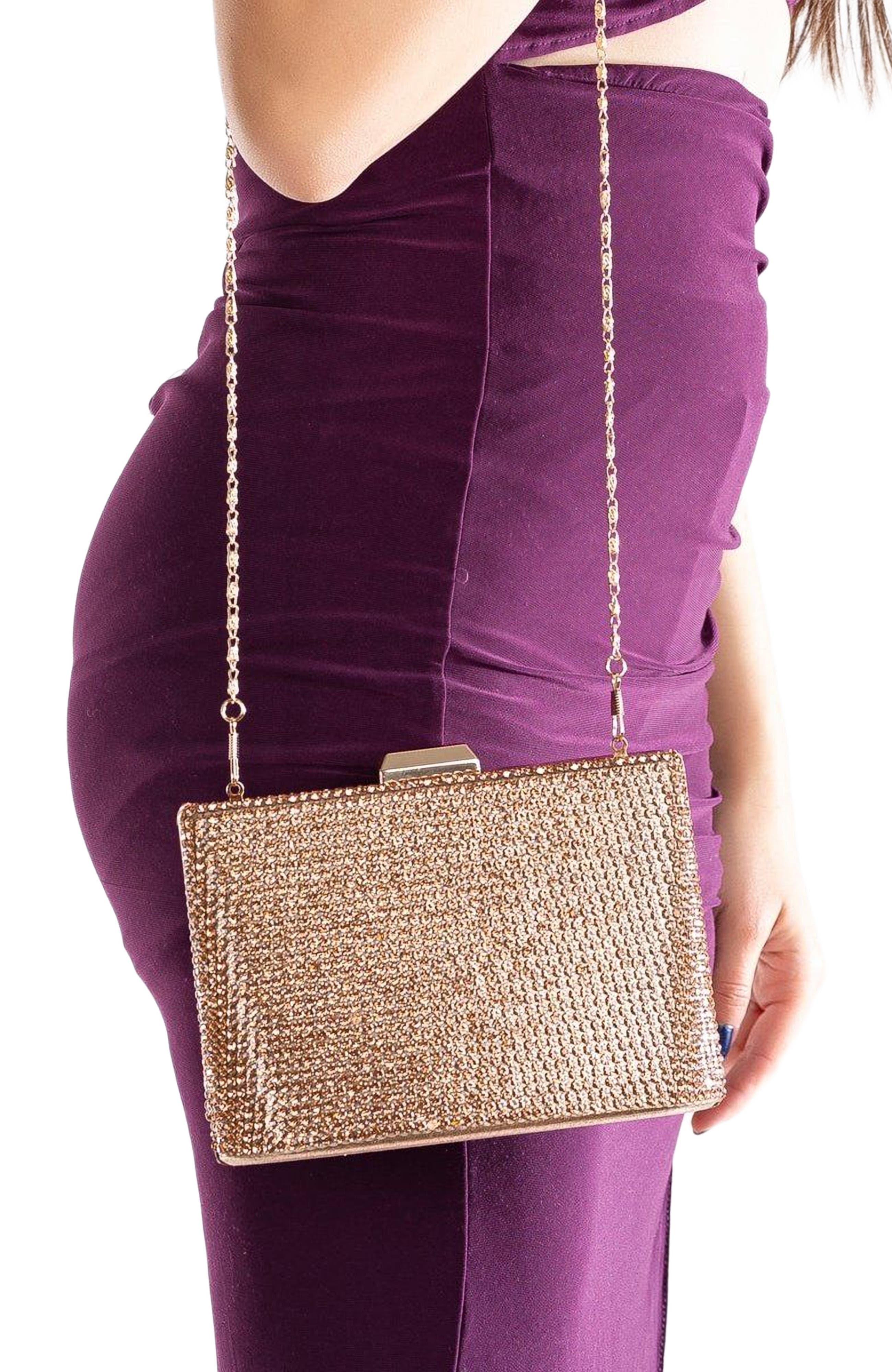 Forever & Always Shoes Marla Evening Clutch, Alternate, color, Rose Gold