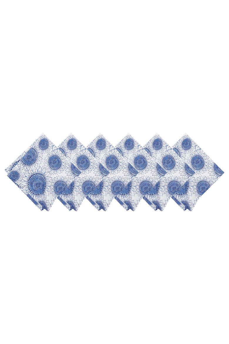 Blue Harvest Sunflower Cloth Napkins, Set of 6, Main, color, Blue