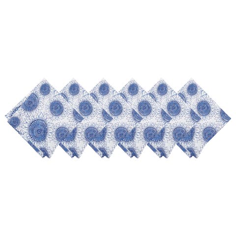 Blue Harvest Sunflower Cloth Napkins, Set of 6