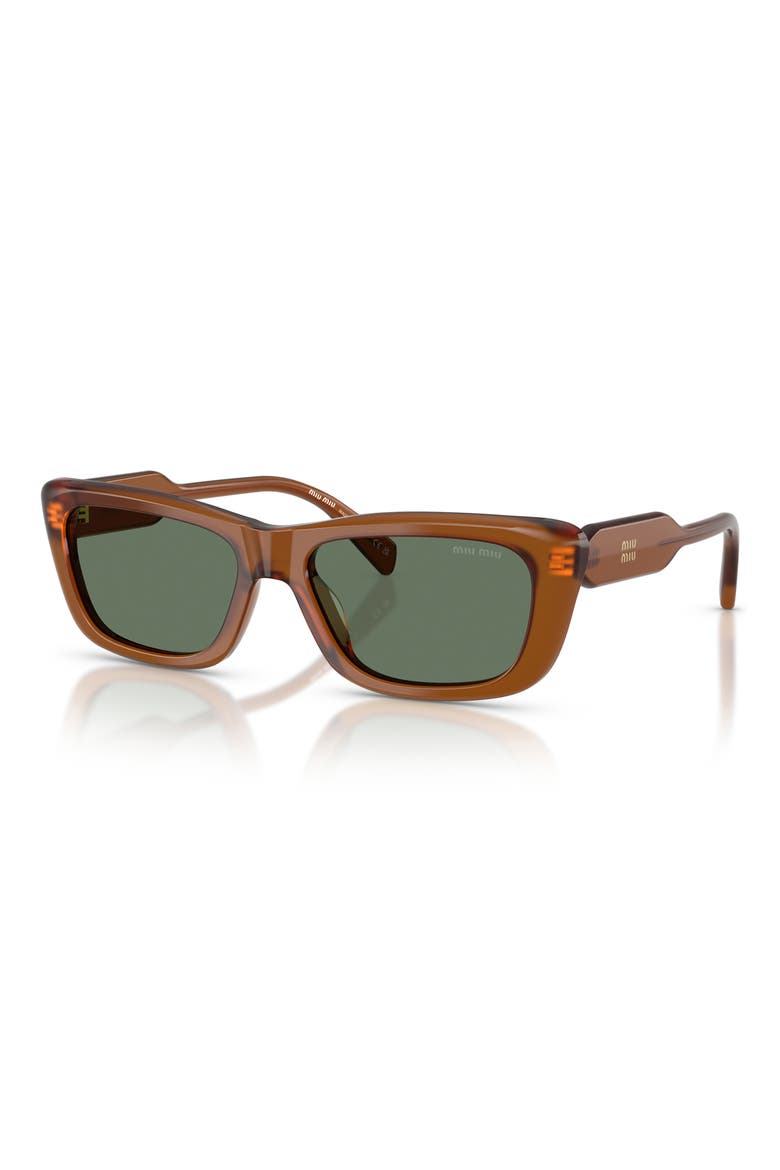56mm Rectangular Sunglasses, Alternate, color, AMBER / DARK GREEN