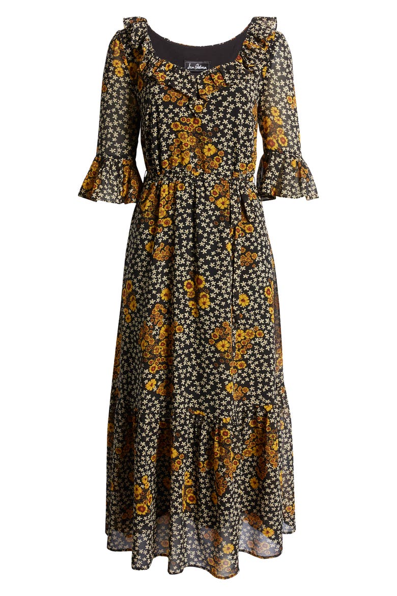 Floral Ruffle Georgette A-Line Dress, Alternate, color, DAISY