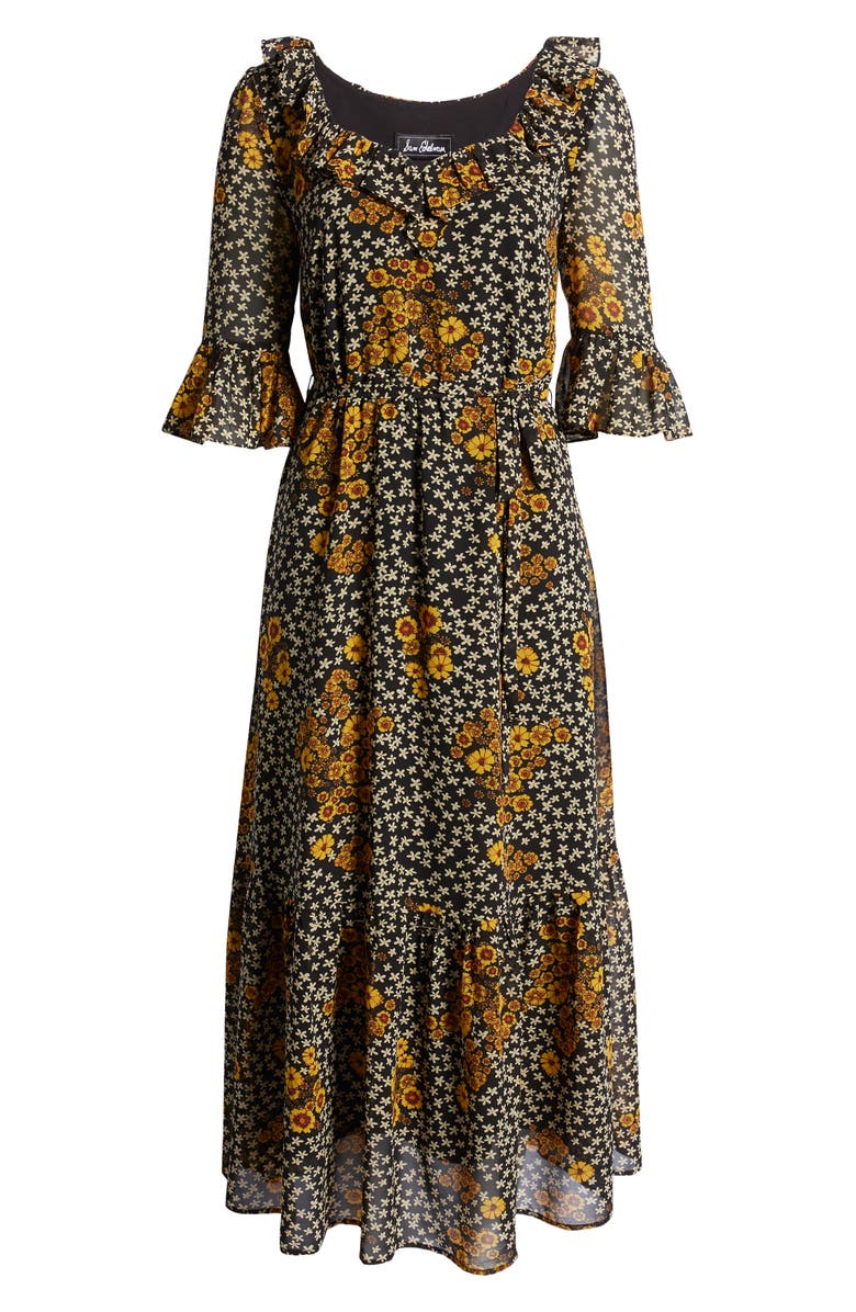 Sam Edelman Floral Ruffle Georgette A-Line Dress, Alternate, color,
