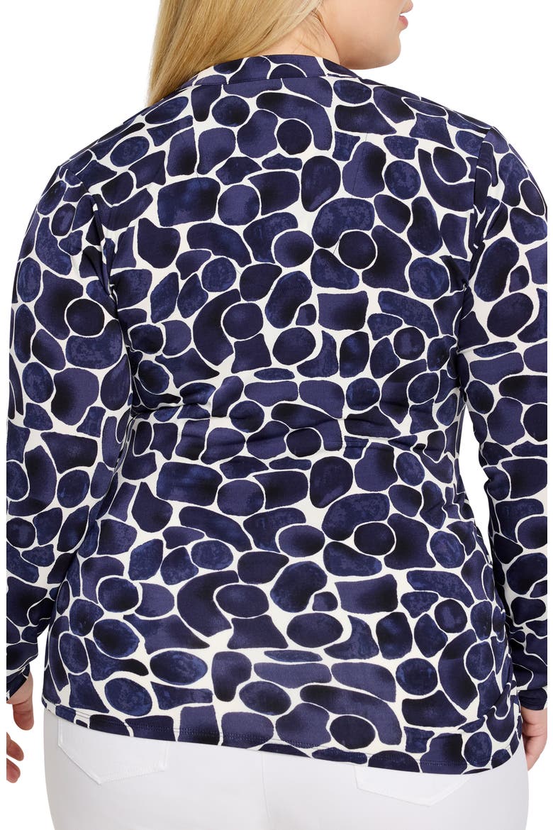 Geo Pebble Faux Wrap Top, Alternate, color, INDIGO MULTI