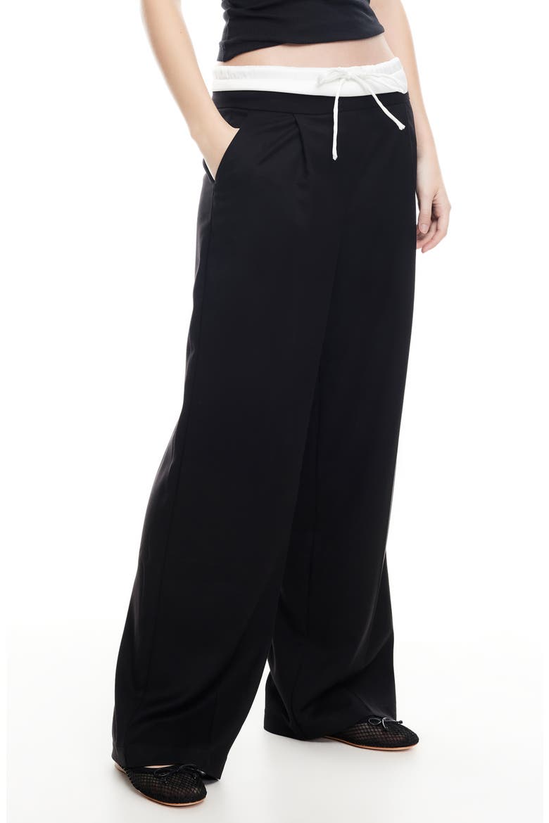 Frankie Pleated Tie Waist Pants, Alternate, color, ONYX