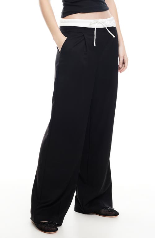 Lioness Frankie Pleated Tie Waist Pants In Black