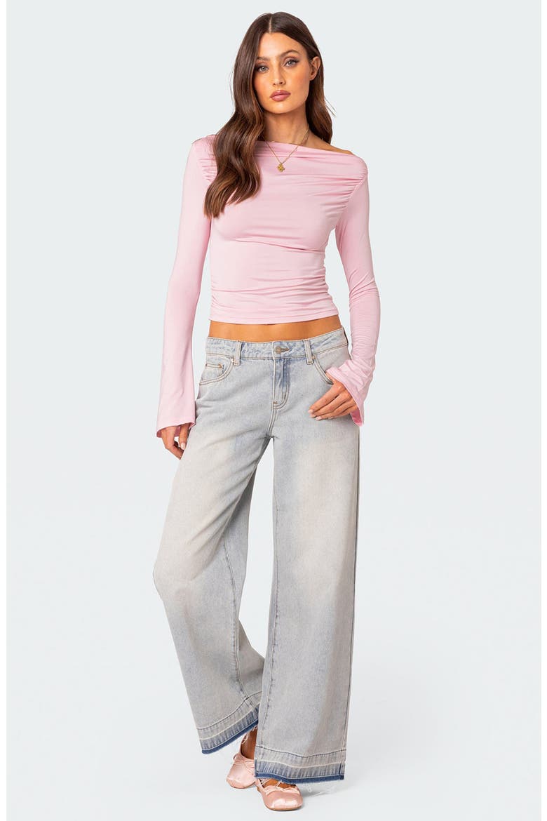 Dana Gathered Bell Sleeve Crop Top, Alternate, color, LIGHT-PINK
