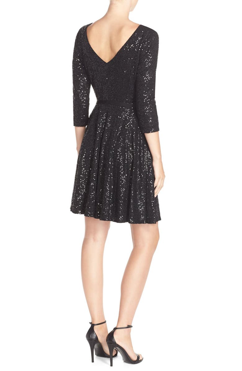 Maia Sequin Jersey Fit & Flare Dress, Alternate, color,