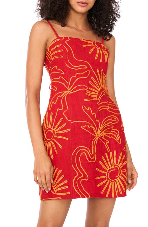 Parker The Trina Soutache Embroidered Linen Minidress In Red