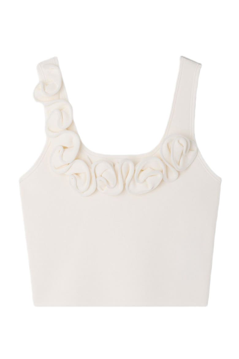 Floral knit crop top, Alternate, color, White