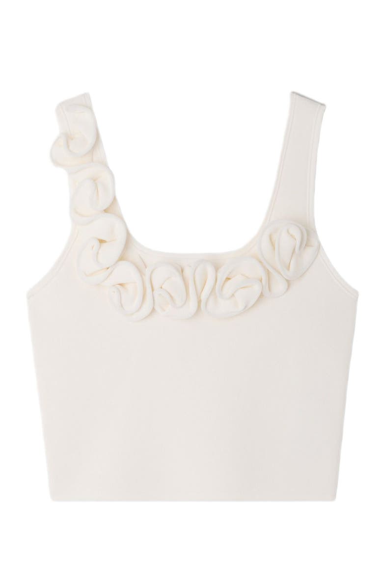 SANDRO Floral knit crop top, Alternate, color, White