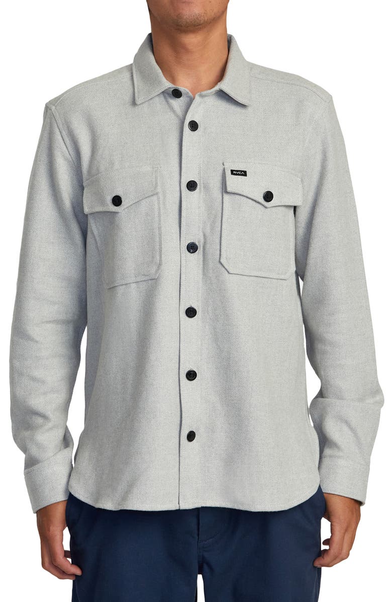 RVCA Flannel Button-Up Shirt, Main, color, Grey Marle