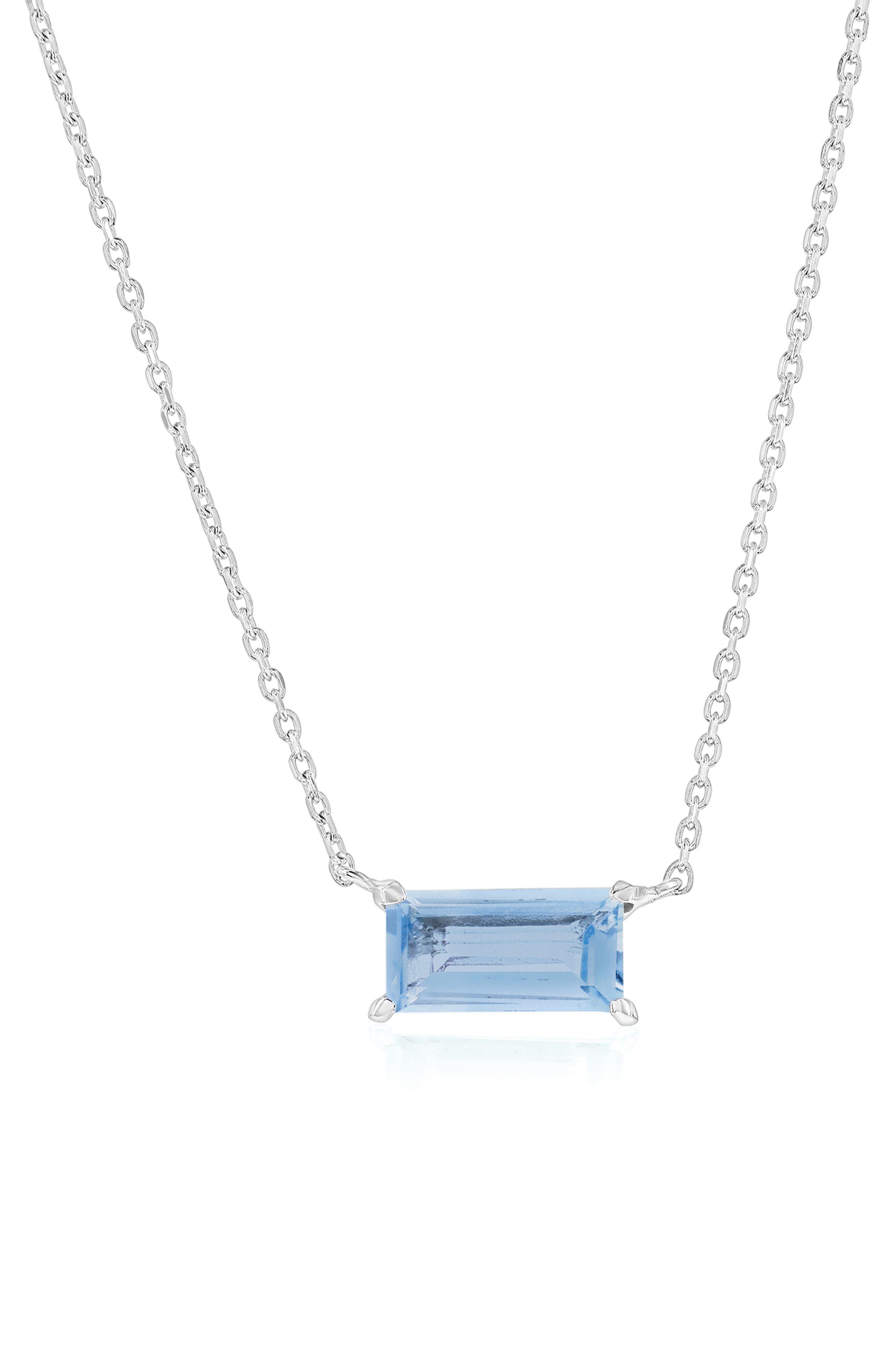 SIMONA Baguette Cut Semiprecious Stone Pendant Necklace