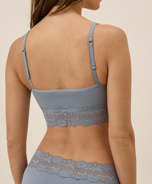 Pact Organic Cotton Lace Smooth Cup Bralette In Blue