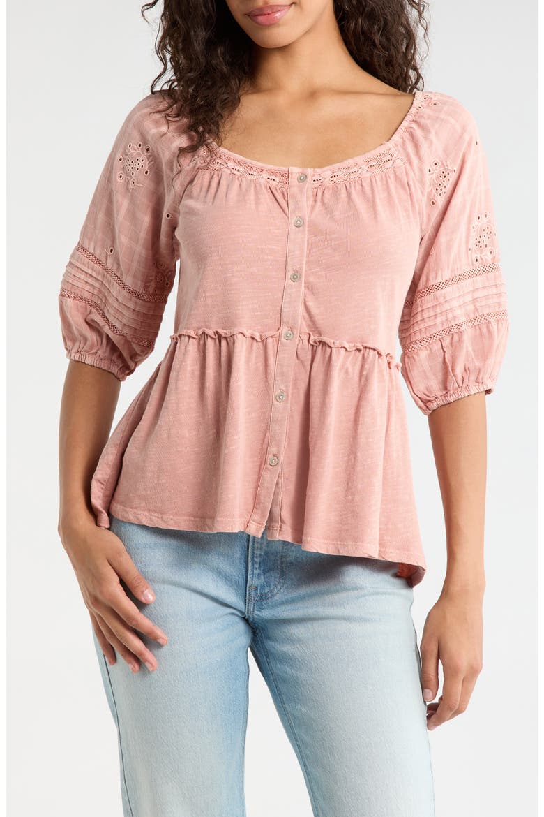 Jersey Babydoll Top, Main, color, PEACH BEIGE