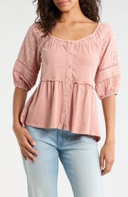 Lucky Brand Jersey Babydoll Top