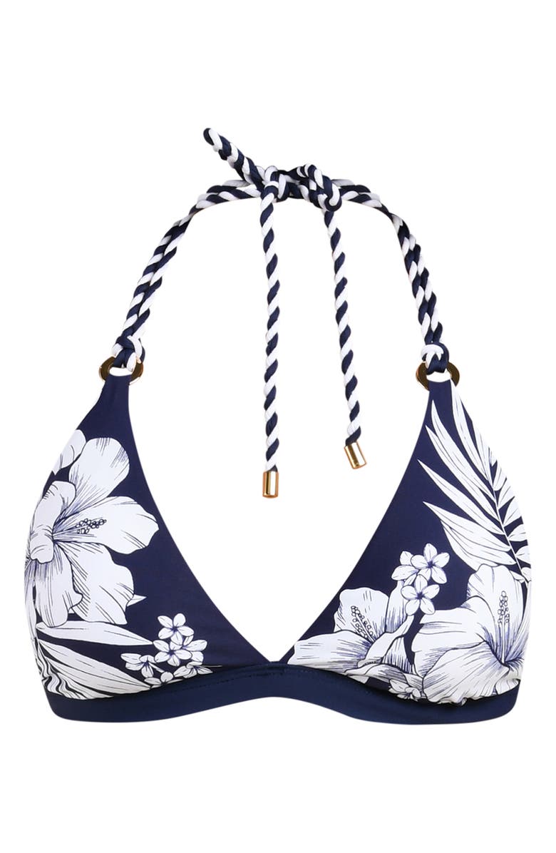 La Blanca Mariner Halter Bikini Top, Alternate, color, Indigo