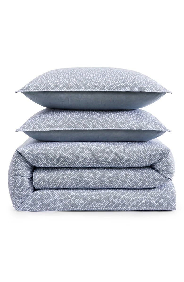 Tommy Hilfiger Trellis Flag Duvet Cover & Shams Set, Main, color, Yale Blue/ Yale Blue