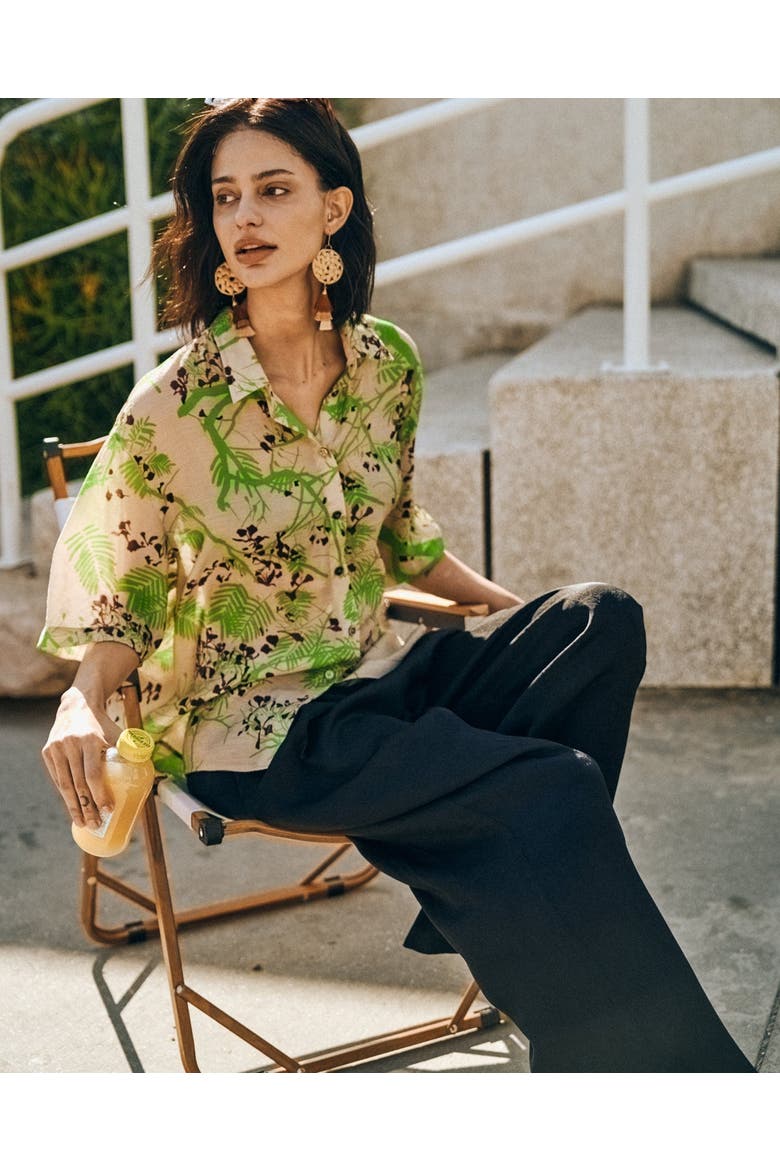 "Beach Blossom" Wide-Leg Pants, Alternate, color, Black