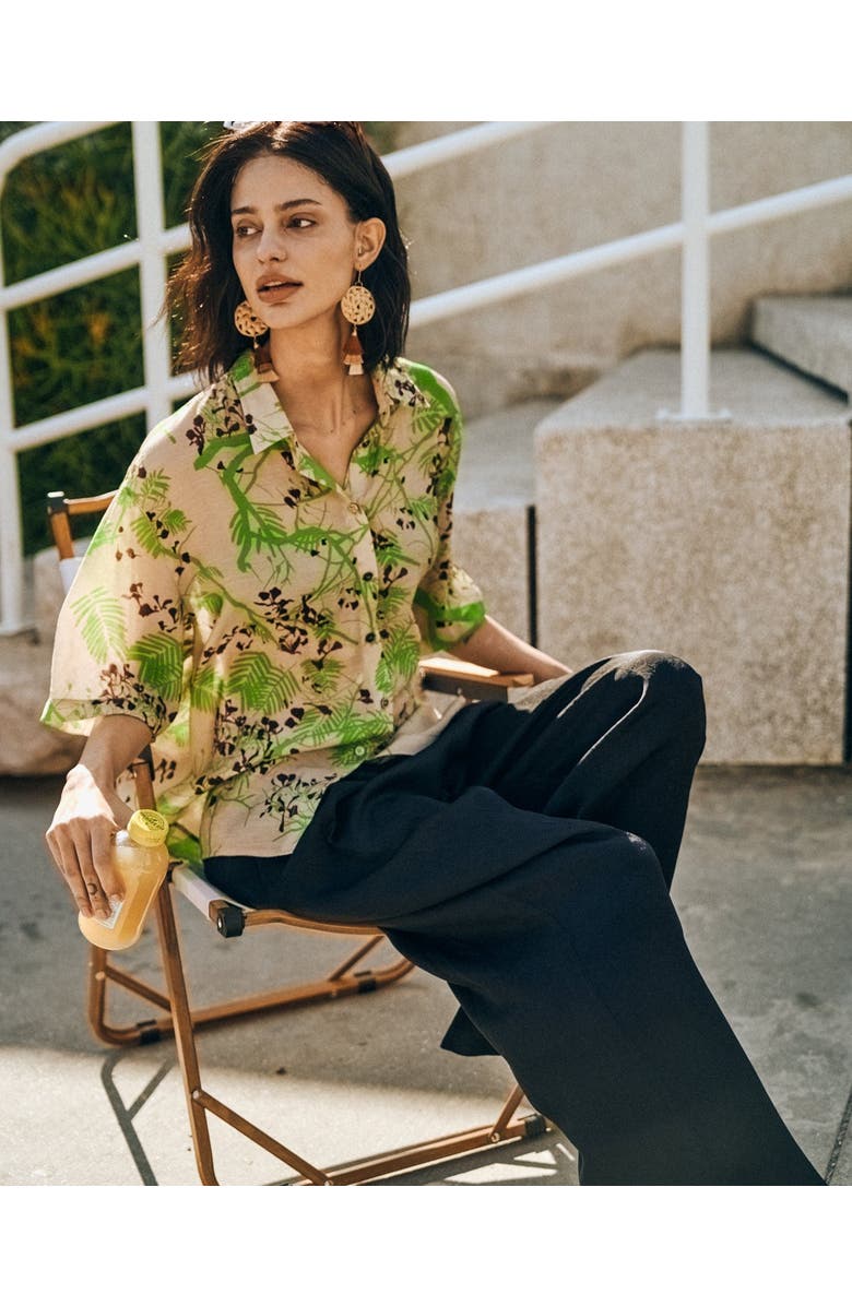 Lost Pattern NYC "Beach Blossom" Wide-Leg Pants, Alternate, color, Black