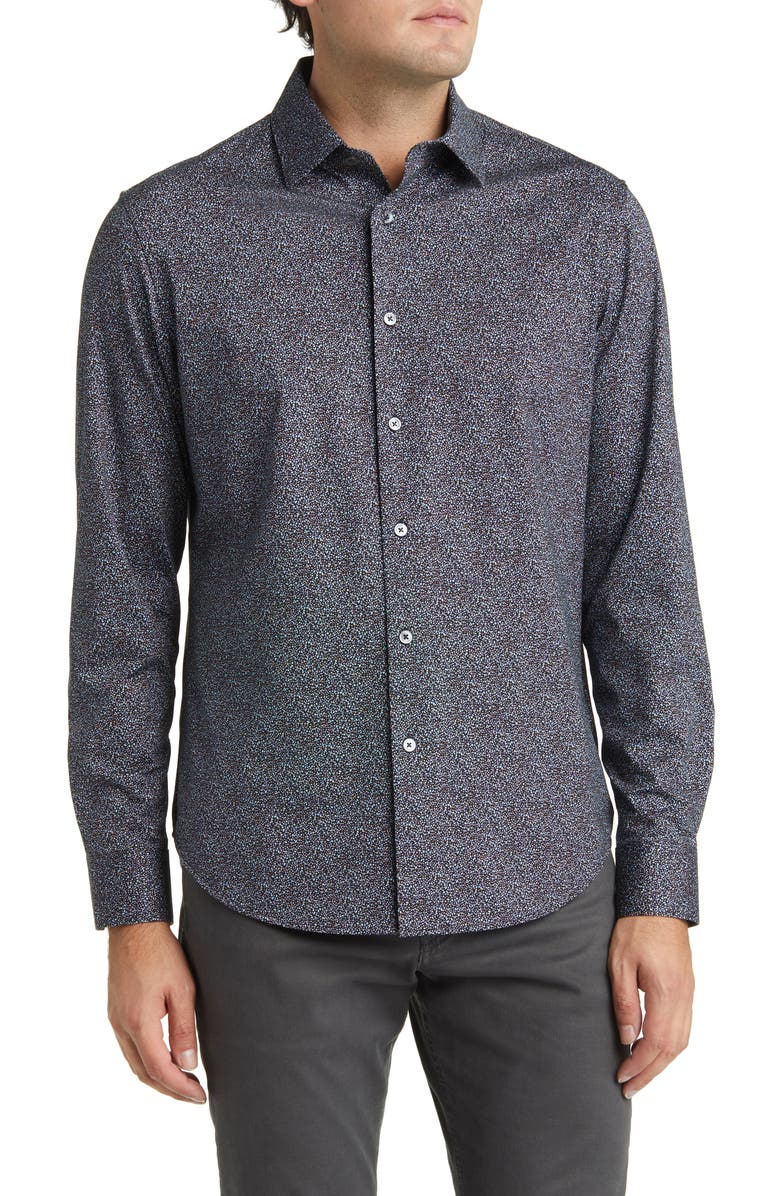 Bugatchi OoohCotton<sup>®</sup> Abstract Print Button-Up Shirt, Main, color, 