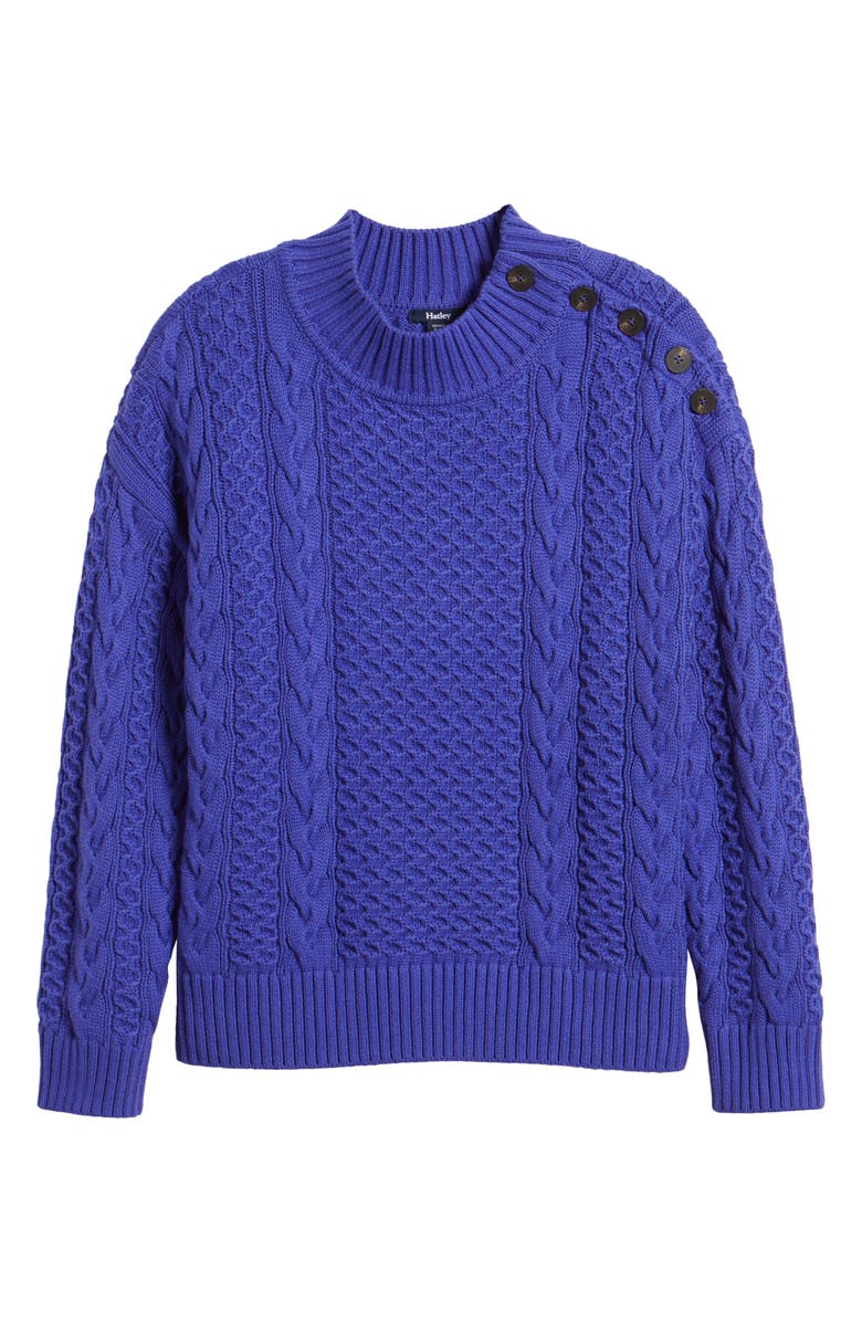 Hatley Cable Stitch Button Shoulder Cotton & Cashmere Sweater, Alternate, color, 