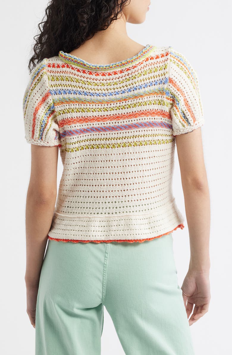 Free People Friendship Crochet Knit Peplum Top, Alternate, color, Tofu Combo