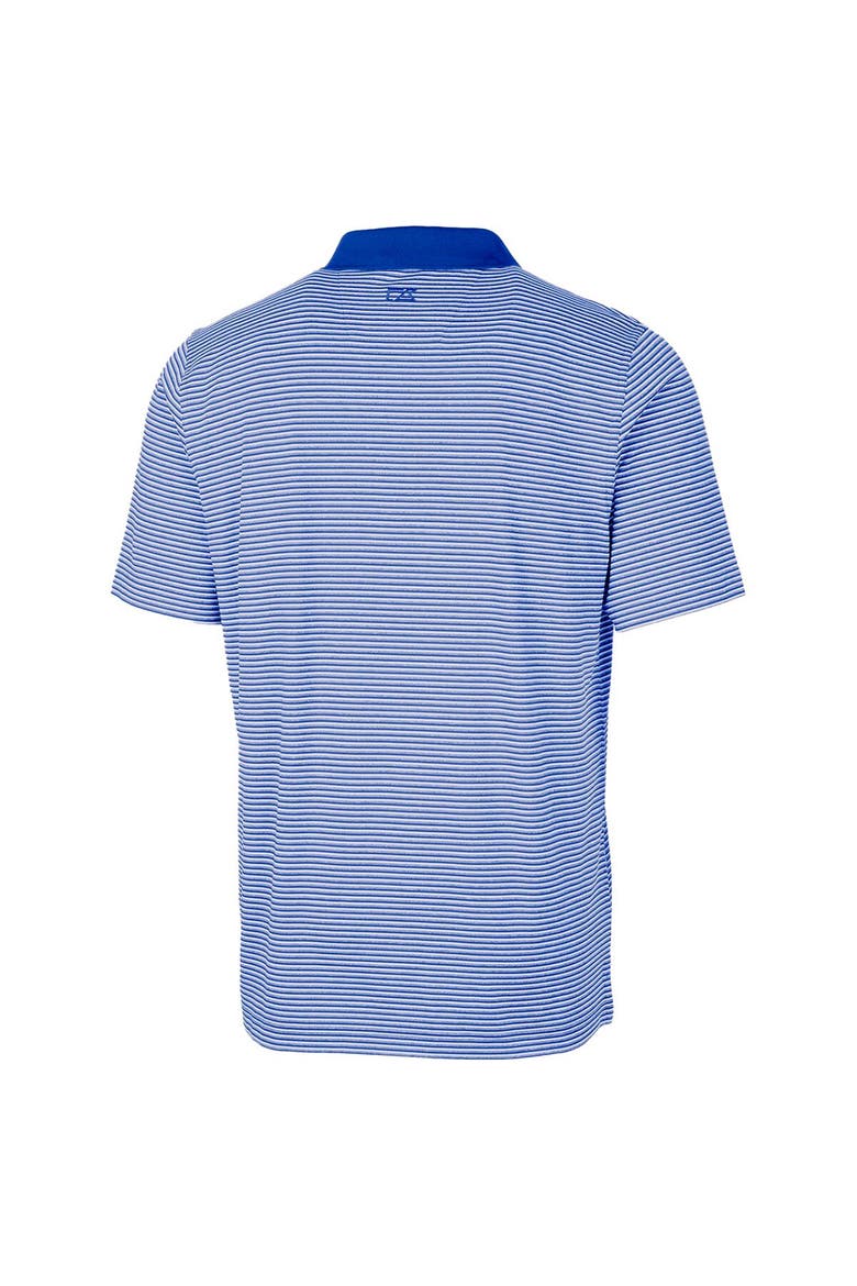 Men's Cutter & Buck Blue Kansas Jayhawks Forge Tonal Stripe Stretch Polo, Alternate, color, Blue