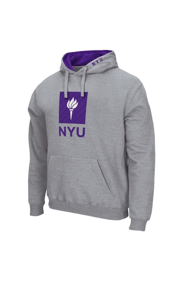 COLOSSEUM Men's Colosseum Heathered Gray NYU Violets Arch & Logo 3.0 Pullover Hoodie, Alternate, color, Heather Gray