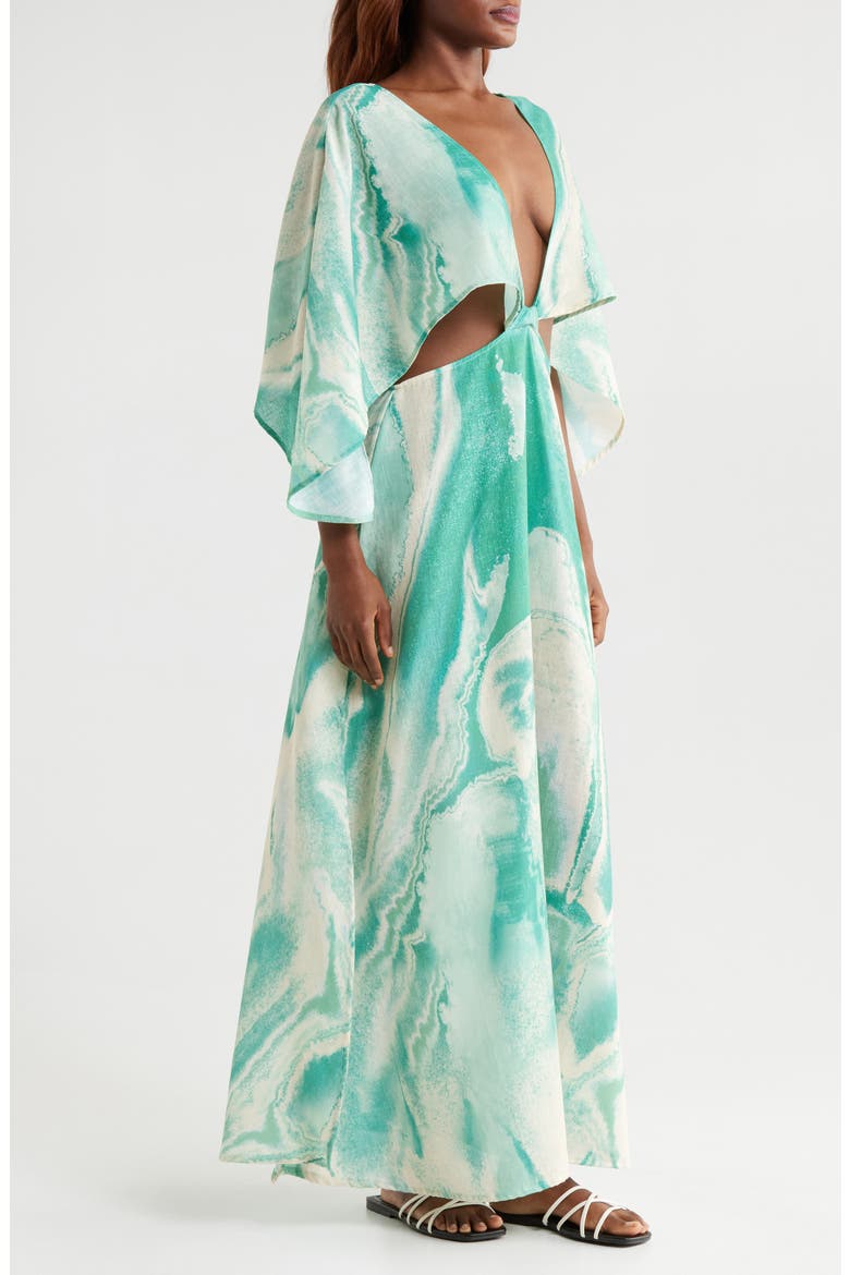Avalon Cutout Cover-Up Maxi Dress, Alternate, color, TEAL MULTI