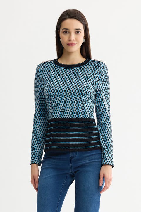 Diamond Pattern Soft Ribbed Knit Top