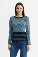 Ming Wang Diamond Pattern Soft Ribbed Knit Top