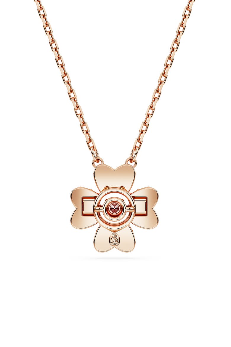 Idyllia Crystal Pavé Clover Pendant Necklace, Alternate, color, WHITE/ ROSE GOLD