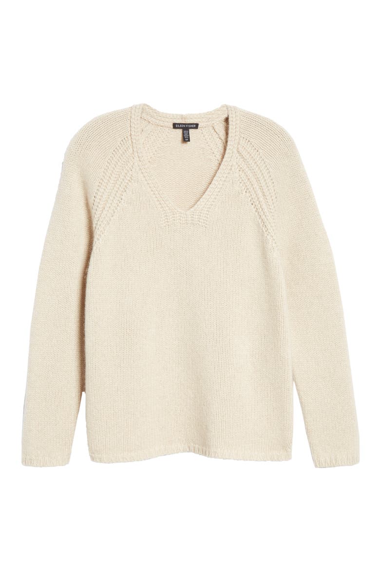 V-Neck Cashmere Sweater, Alternate, color, MAPLE OAT