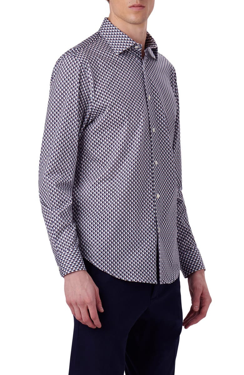 Bugatchi James OoohCotton<sup>®</sup> Geo Print Button-Up Shirt, Alternate, color, 