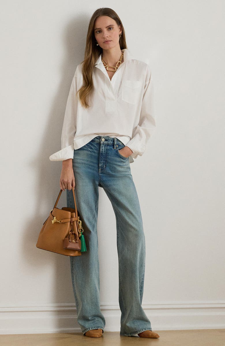 Lauren Ralph Lauren Stachee Cotton Popover Top, Alternate, color, White