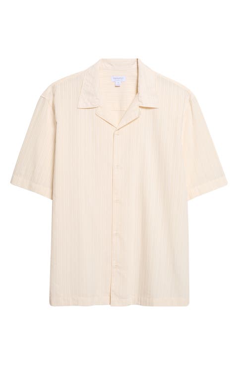 Textured Stripe Camp Shirt