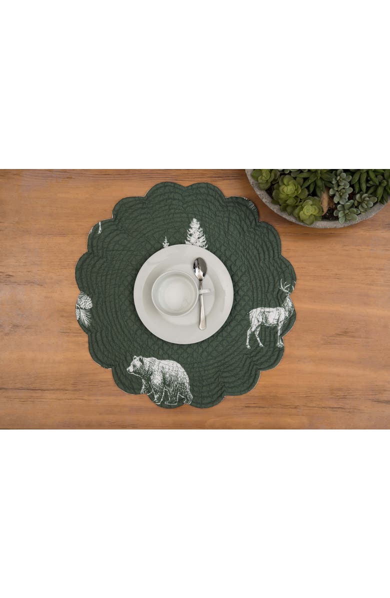 C&F Home Fernwood Forest 100% Cotton Quilted Set of 6 Placemats 17", Alternate, color, White