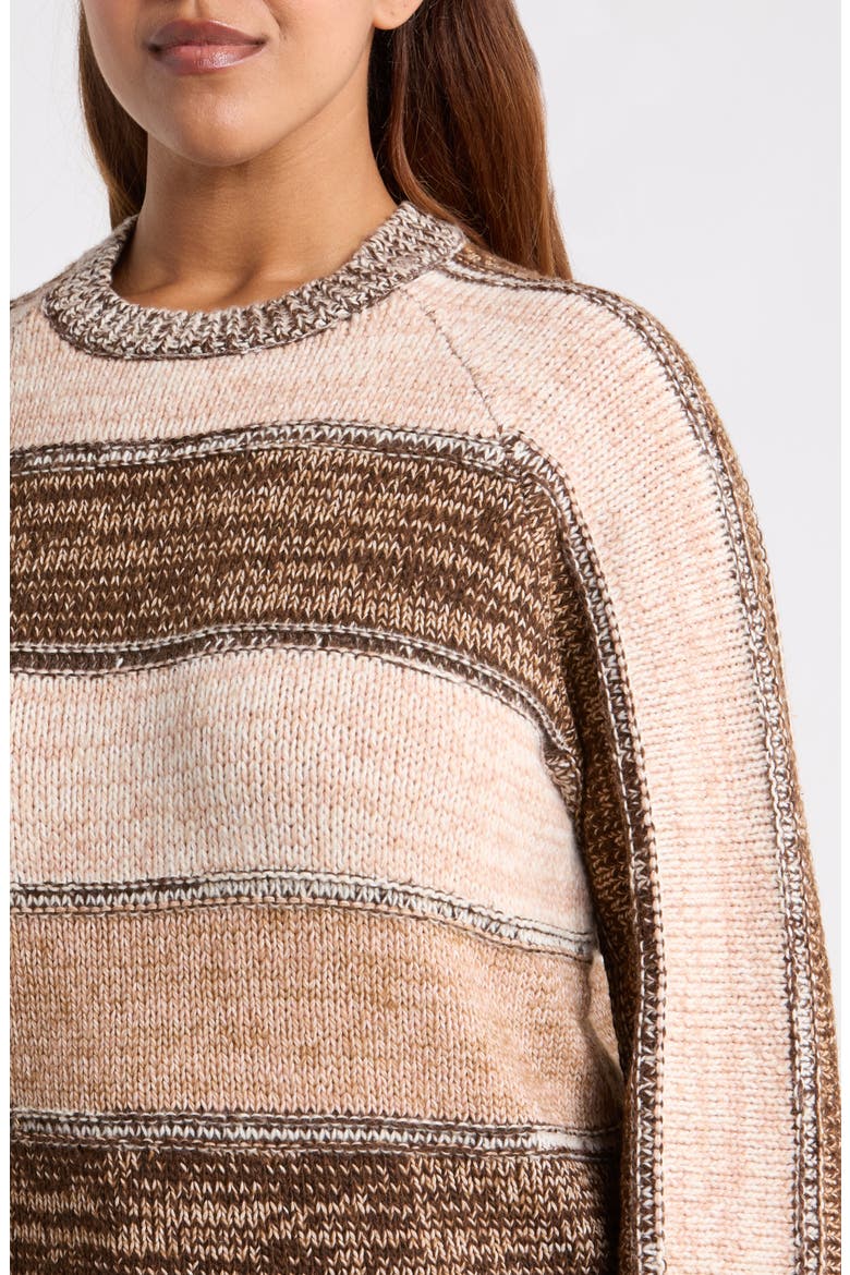 Mixed Stripe Sweater, Alternate, color, BROWN