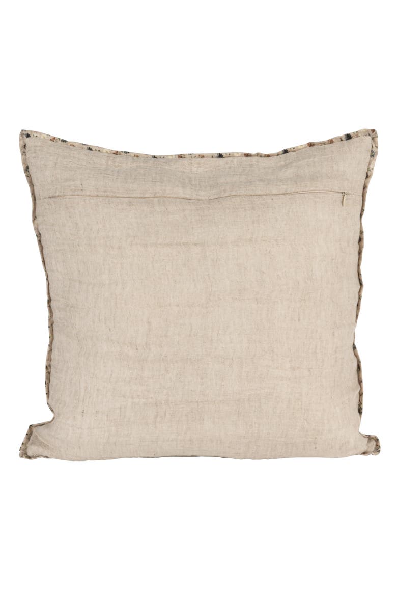 Patterned Edge Woven Cotton and Linen Pillow, Natural, Alternate, color, Natural