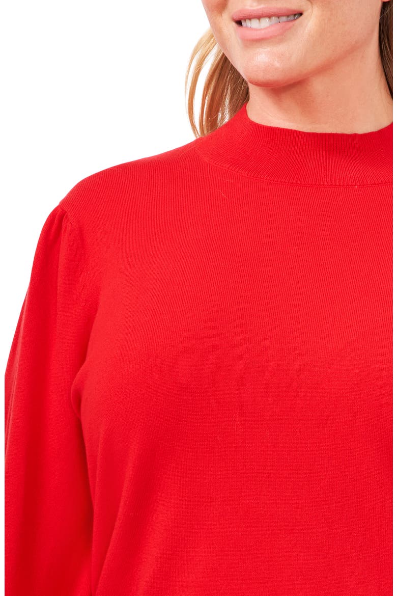 Mock Neck Cotton Sweater, Alternate, color, LUMINOUS RED