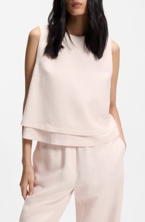 Bliny Layered Hem Split Back Top
