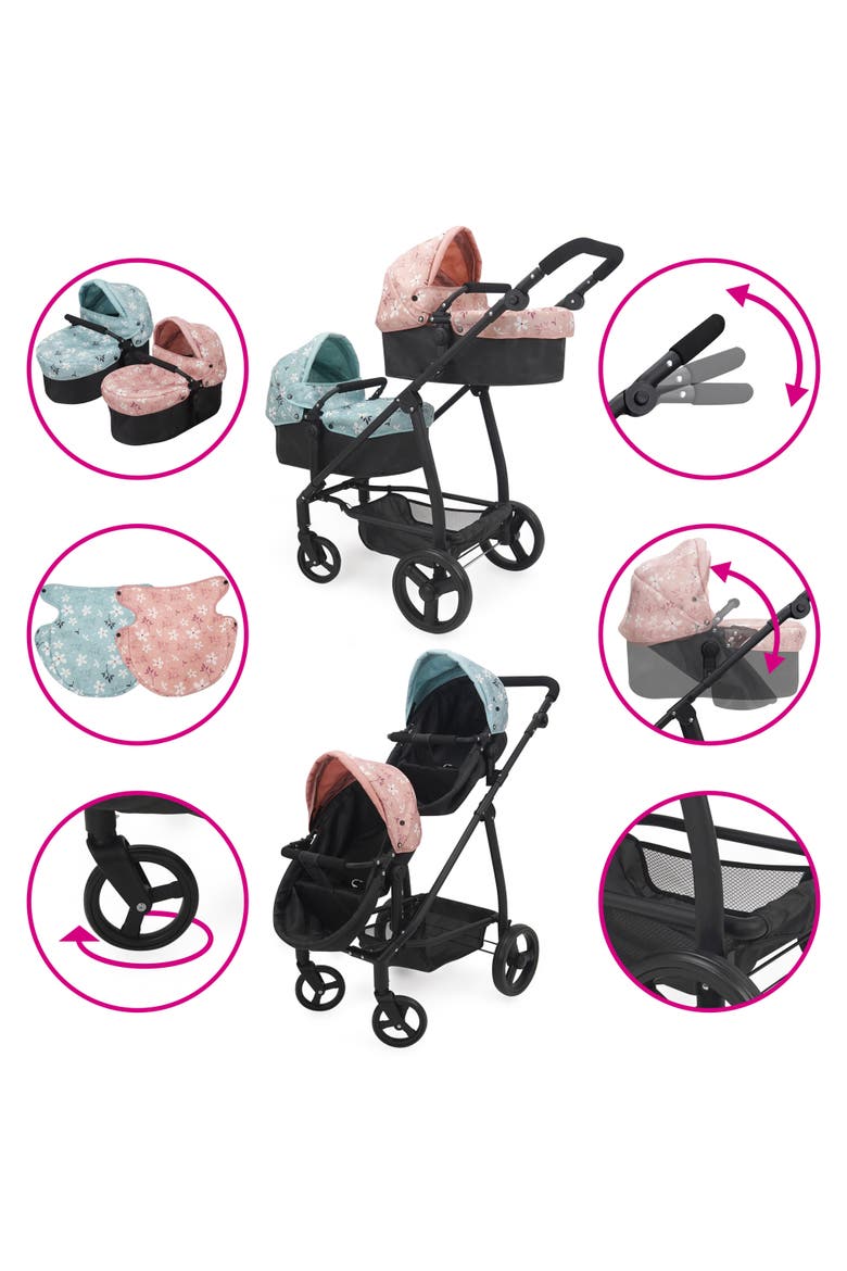 Springtime Deluxe City Twin Doll Stroller, Alternate, color, Multicolored