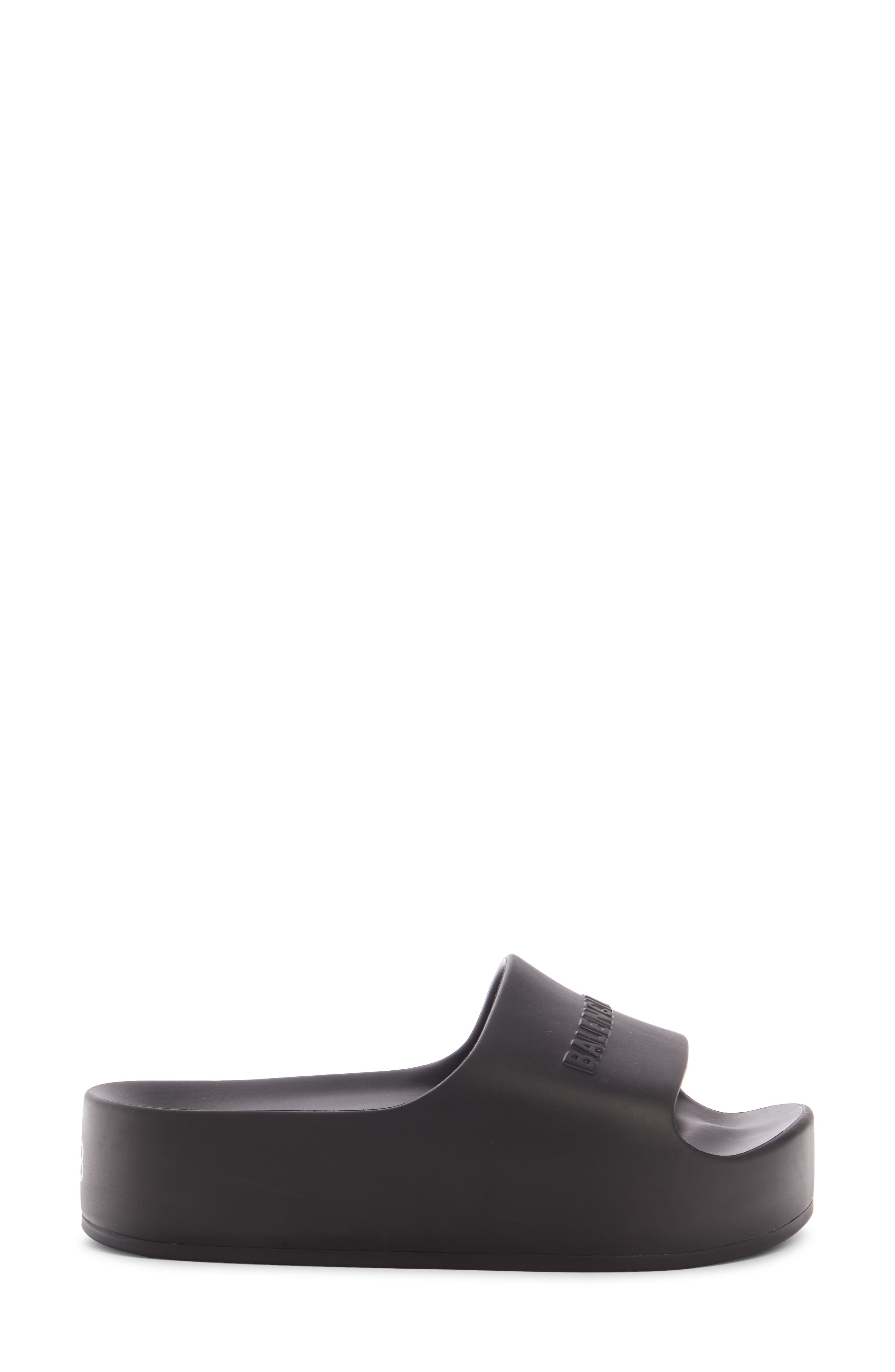 Balenciaga Logo Platform Slide Sandal, Alternate, color, 