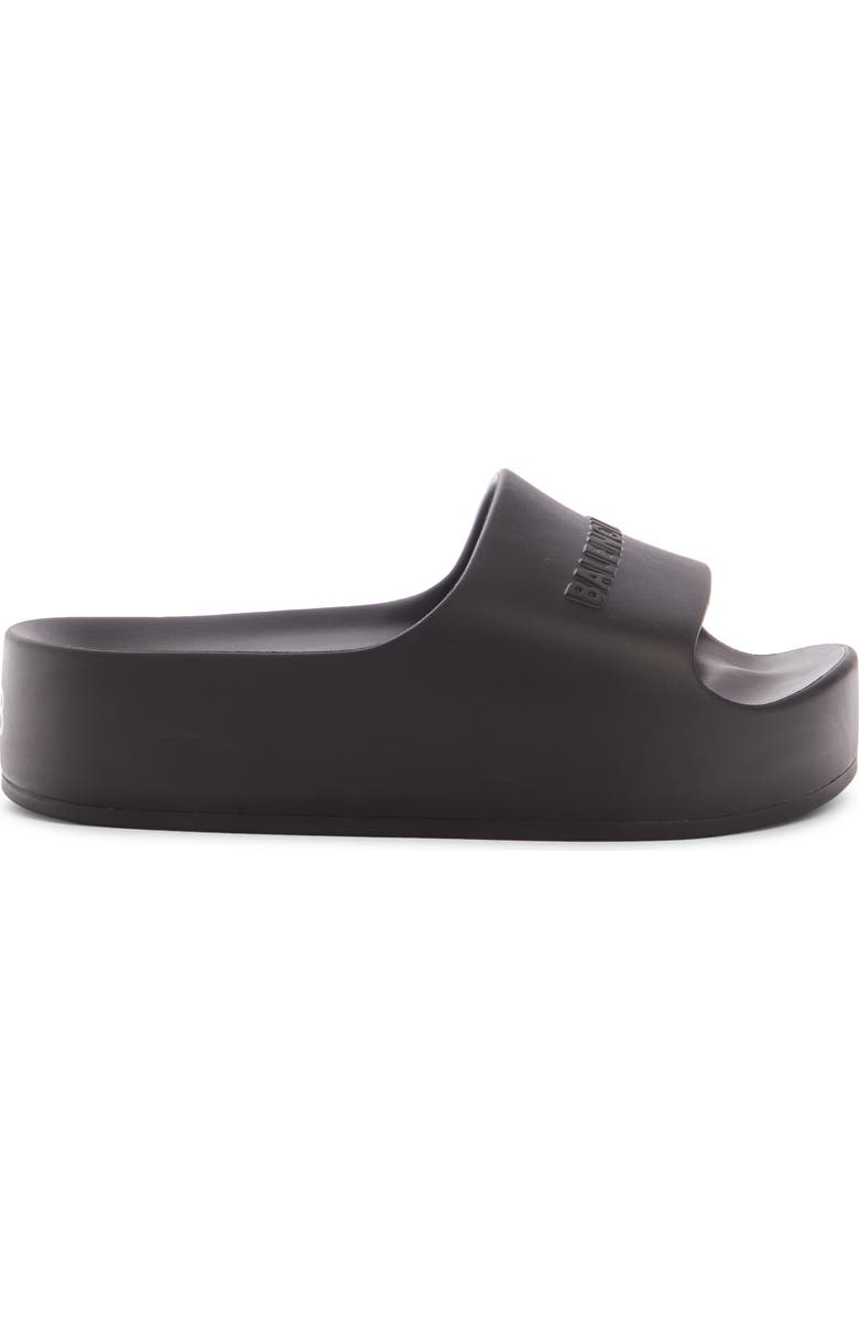 Balenciaga Logo Platform Slide Sandal, Alternate, color,