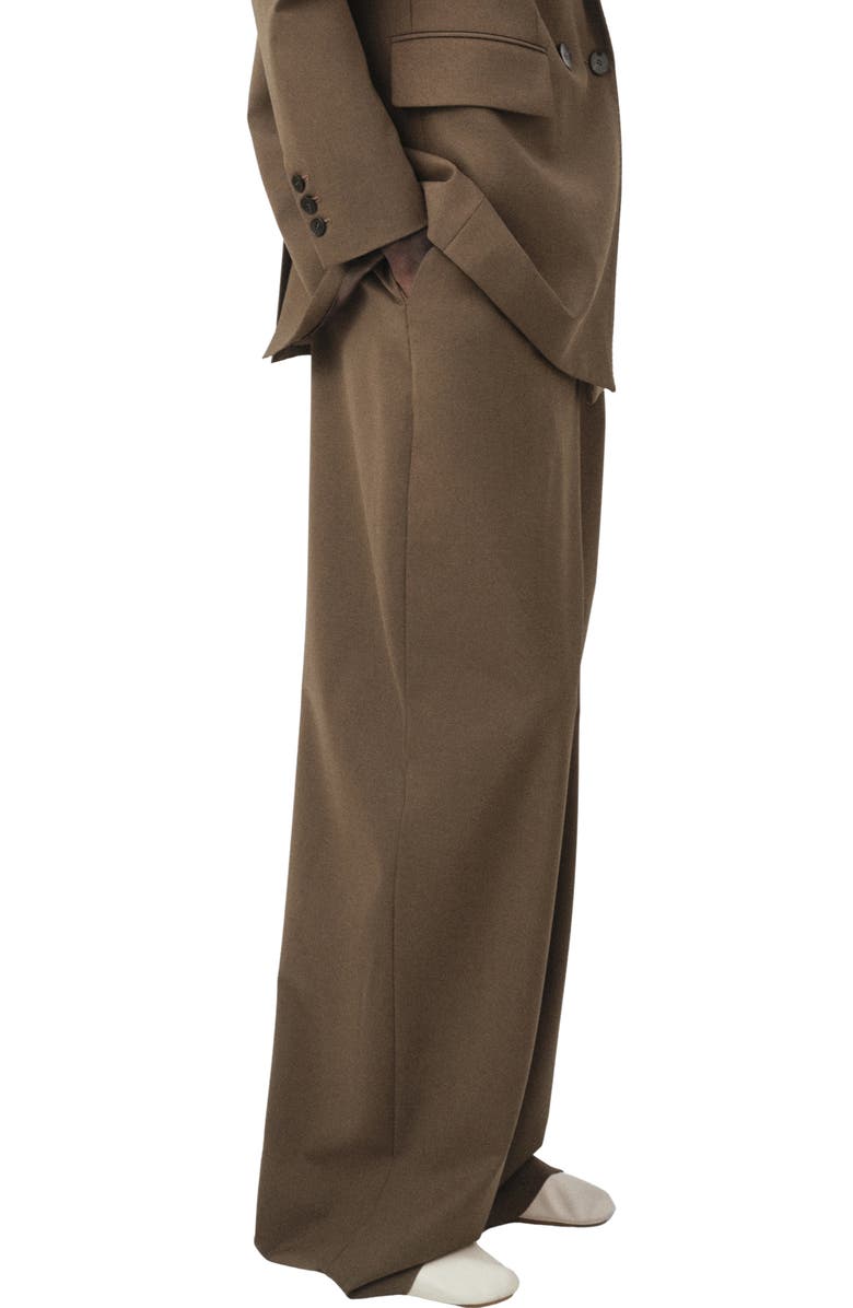 MANGO Selection Pleated Wide Leg Pants, Alternate, color, Medium Brown