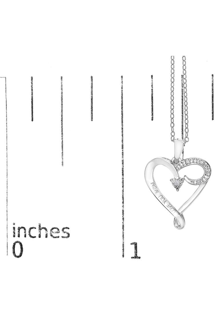 Silver Diamond Accent "I LOVE YOU MOM" Heart Pendant Necklace, Alternate, color, White