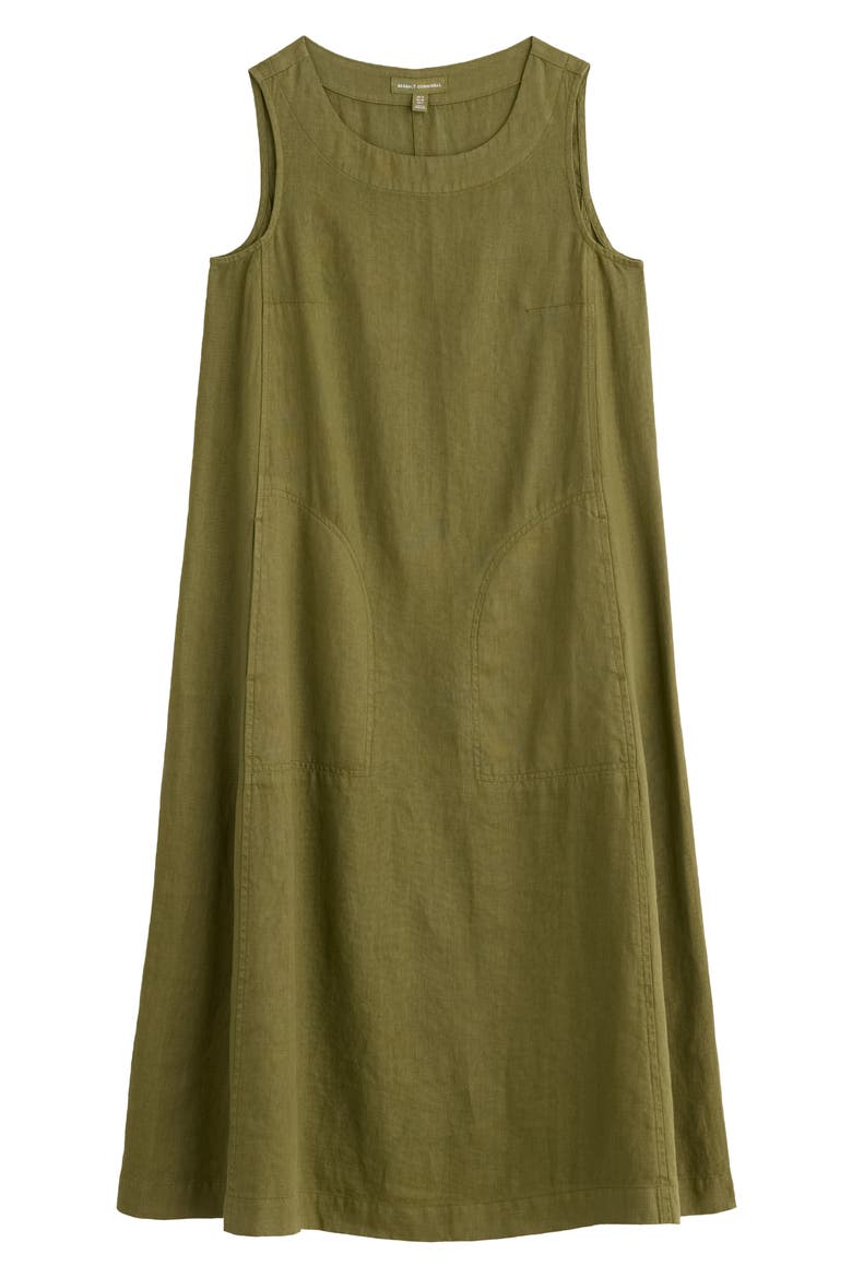 Cresting Waves Sleeveless Linen A-Line Dress, Alternate, color, CREEK