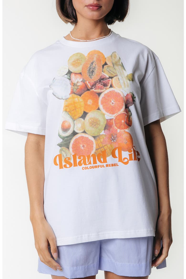 Island Life Loosefit Tee, Main, color, Standard white